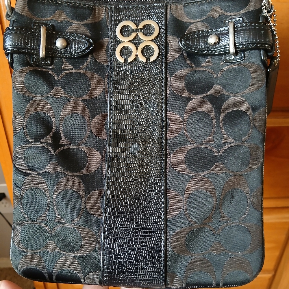 Coach Black and Brown Signature Crossbody Bag
